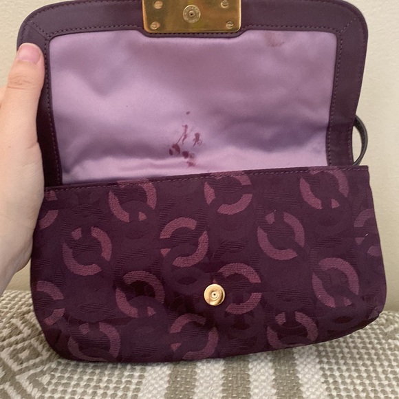 Coach Kristen Gunmetal Purple Chain Link Large Wristlet Clutch 46367 preppy - Picture 9 of 15